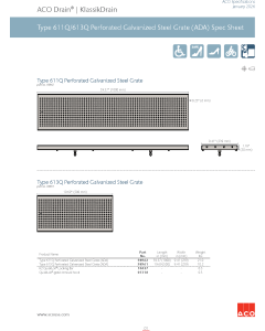 ACO KlassikDrain 98962 Type 611Q Perforated Galvanized Steel Grate