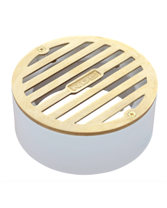 NDS Round Grate with PVC Collar - 4" Polished Brass (Fits 3" or 4")