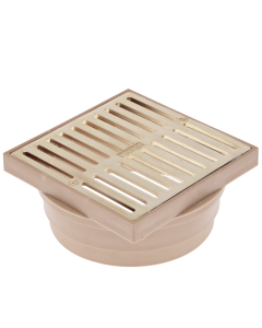 NDS 6" Polished Brass Square Grate with Styrene Collar (Fits 6")