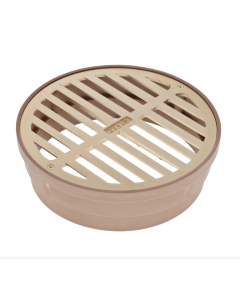NDS 6" Satin Brass Round Grate with Styrene Collar (Fits 6")