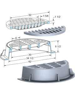 US Foundry 108-5624 Round Inlet Frame & Grate (30" Clear Opening)