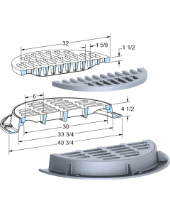 US Foundry 109-5624 Round Inlet Frame & Grate (30" Clear Opening)