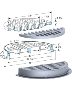 US Foundry 111-5624 Round Inlet Frame & Grate (30" Clear Opening)