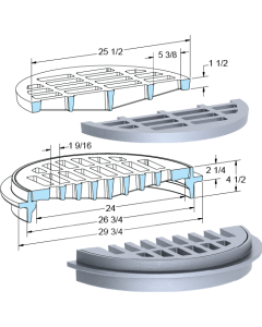 US Foundry 1164-5609 Round Inlet Frame & Grate (24" Clear Opening)