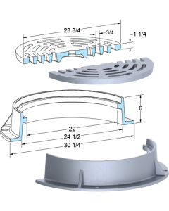 US Foundry 170-5645 Round Inlet Frame & Grate (22" Clear Opening)