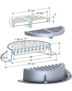 US Foundry 227-5635 Round Inlet Frame & Grate (24" Clear Opening)