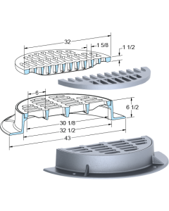 US Foundry 267-5624 Round Inlet Frame & Grate (30-1/8" Clear Opening)