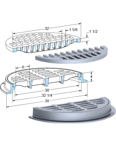 US Foundry 273-5624 Round Inlet Frame & Grate (30" Clear Opening)