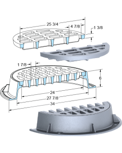 US Foundry 346-5618 Round Inlet Frame & Grate (24" Clear Opening)
