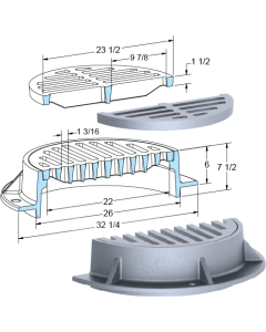 US Foundry 363-5619 Round Inlet Frame & Grate (22" Clear Opening)