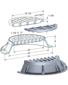 US Foundry 398-5618 Round Inlet Frame & Grate (24" Clear Opening)