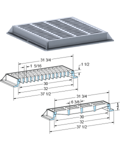 US Foundry 4000-6349 Rectangular Inlet Frame & Grate (30" x 30" Clear Opening)