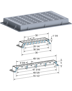 US Foundry 4040-6040 Rectangular Inlet Frame & Grate (28-1/4" x 47-3/16" Clear Opening)