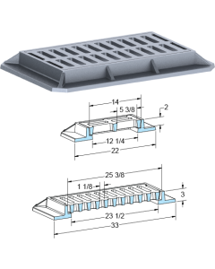 US Foundry 4102-6130 Rectangular Inlet Frame & Grate (12-1/4" x 23-1/2" Clear Opening)