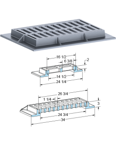 US Foundry 4103-6131 Rectangular Inlet Frame & Grate (14-1/2" x 24-3/4" Clear Opening)