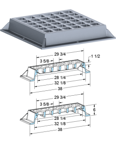 US Foundry 4108-6355 Rectangular Inlet Frame & Grate (28-1/4" x 28-1/4" Clear Opening)