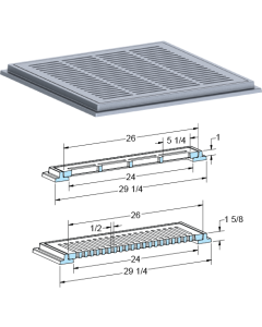 US Foundry 4123-6179 Rectangular Inlet Frame & Grate (24" x 24" Clear Opening)