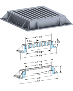 US Foundry 4127-6228 Rectangular Inlet Frame & Grate (19-3/4" x 22" Clear Opening)