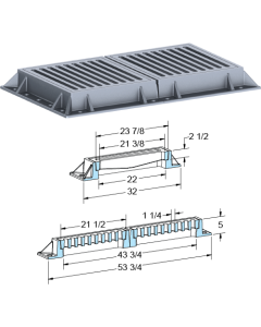 US Foundry 4128-6229 Rectangular Inlet Frame & Grate (22" x 43-3/4" Clear Opening)