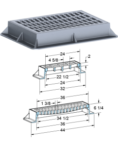 US Foundry 4138-6218 Rectangular Inlet Frame & Grate (22-1/2" x 34-1/2" Clear Opening)