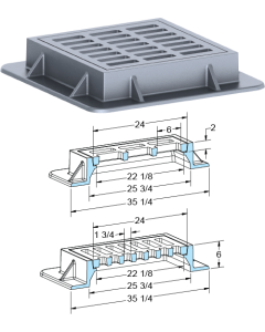 US Foundry 4140-6160 Rectangular Inlet Frame & Grate (22-1/8" x 22-1/8" Clear Opening)
