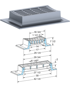 US Foundry 4144-6364 Rectangular Inlet Frame & Grate (14" x 27-1/2" Clear Opening)