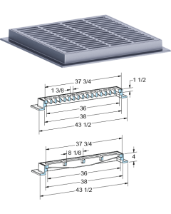 US Foundry 4156-6241 Rectangular Inlet Frame & Grate (36" x 36" Clear Opening)