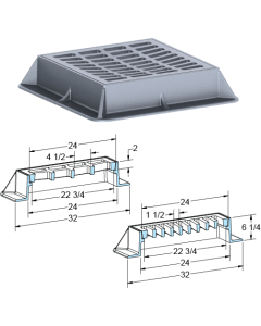 US Foundry 4171-6249 Rectangular Inlet Frame & Grate (22-3/4" x 22-3/4" Clear Opening)