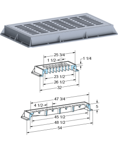 US Foundry 4172-6353 Rectangular Inlet Frame & Grate (23-1/2" x 45-1/2" Clear Opening)