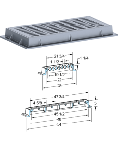 US Foundry 4196-6352 Rectangular Inlet Frame & Grate (19-1/2" x 45-1/2" Clear Opening)