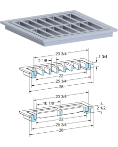 US Foundry 4604-6196 Rectangular Inlet Frame & Grate (22" x 22" Clear Opening)