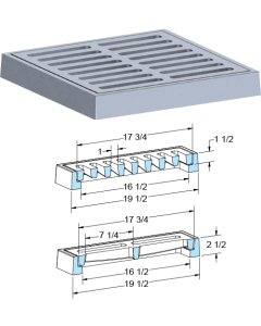 US Foundry 4605-6205 Rectangular Inlet Frame & Grate (16-1/2" x 16-1/2" Clear Opening)