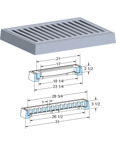 US Foundry 4607-6151 Rectangular Inlet Frame & Grate (18-1/4" x 26-1/2" Clear Opening)