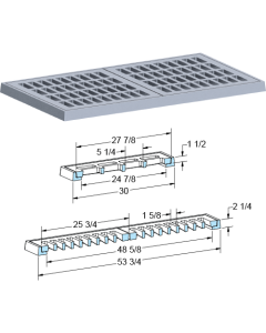 US Foundry 4620-6280 Rectangular Inlet Frame & Grate (24-7/8" x 48-5/8" Clear Opening)