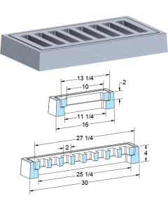 US Foundry 4643-6138 Rectangular Inlet Frame & Grate (11-1/4" x 25-1/4" Clear Opening)