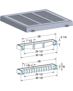 US Foundry 4650-6278 Rectangular Inlet Frame & Grate (24-1/2" x 24-1/2" Clear Opening)