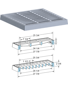 US Foundry 4653-6337 Rectangular Inlet Frame & Grate (24-1/4" x 24-1/4" Clear Opening)