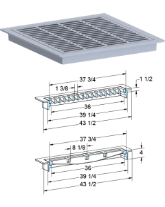 US Foundry 4660-6241 Rectangular Inlet Frame & Grate (36" x 36" Clear Opening)