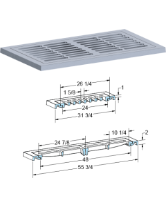 US Foundry 4661-6339 Rectangular Inlet Frame & Grate (24" x 48" Clear Opening)