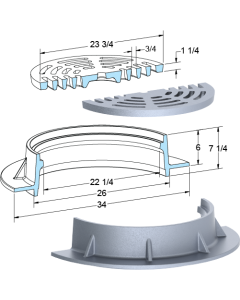 US Foundry 573-5645 Round Inlet Frame & Grate (22-1/4" Clear Opening)