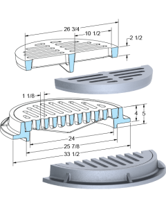 US Foundry 654-5655 Round Inlet Frame & Grate (24" Clear Opening)