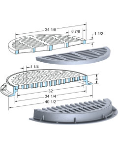 US Foundry 655-5665 Round Inlet Frame & Grate (32" Clear Opening)