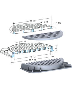 US Foundry 665-5665 Round Inlet Frame & Grate (32-1/2" Clear Opening)