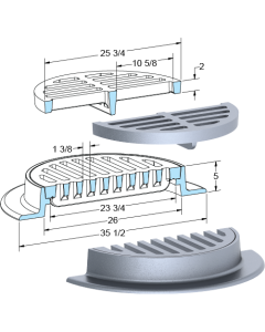 US Foundry 726-5635 Round Inlet Frame & Grate (23-3/4" Clear Opening)