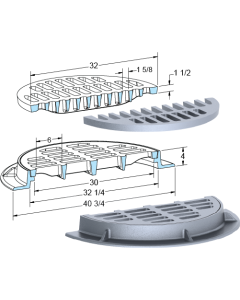 US Foundry 760-5624 Round Inlet Frame & Grate (30" Clear Opening)