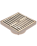 NDS Square Grate with Styrene Adapter, 6" Polished Brass Grate, 3" or 4"