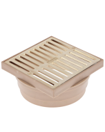 NDS 6" Polished Brass Square Grate with Styrene Collar (Fits 6")