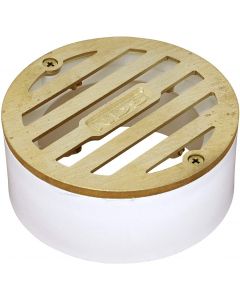 NDS 3" Round Satin Brass Grate With PVC Collar