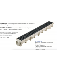 NDS Dura Slope Channel Drain Kit (Neutral Slope - Ductile Iron Grates) 