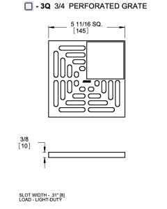 Josam 6" Square 3/4 Reinforced Perforated Grate